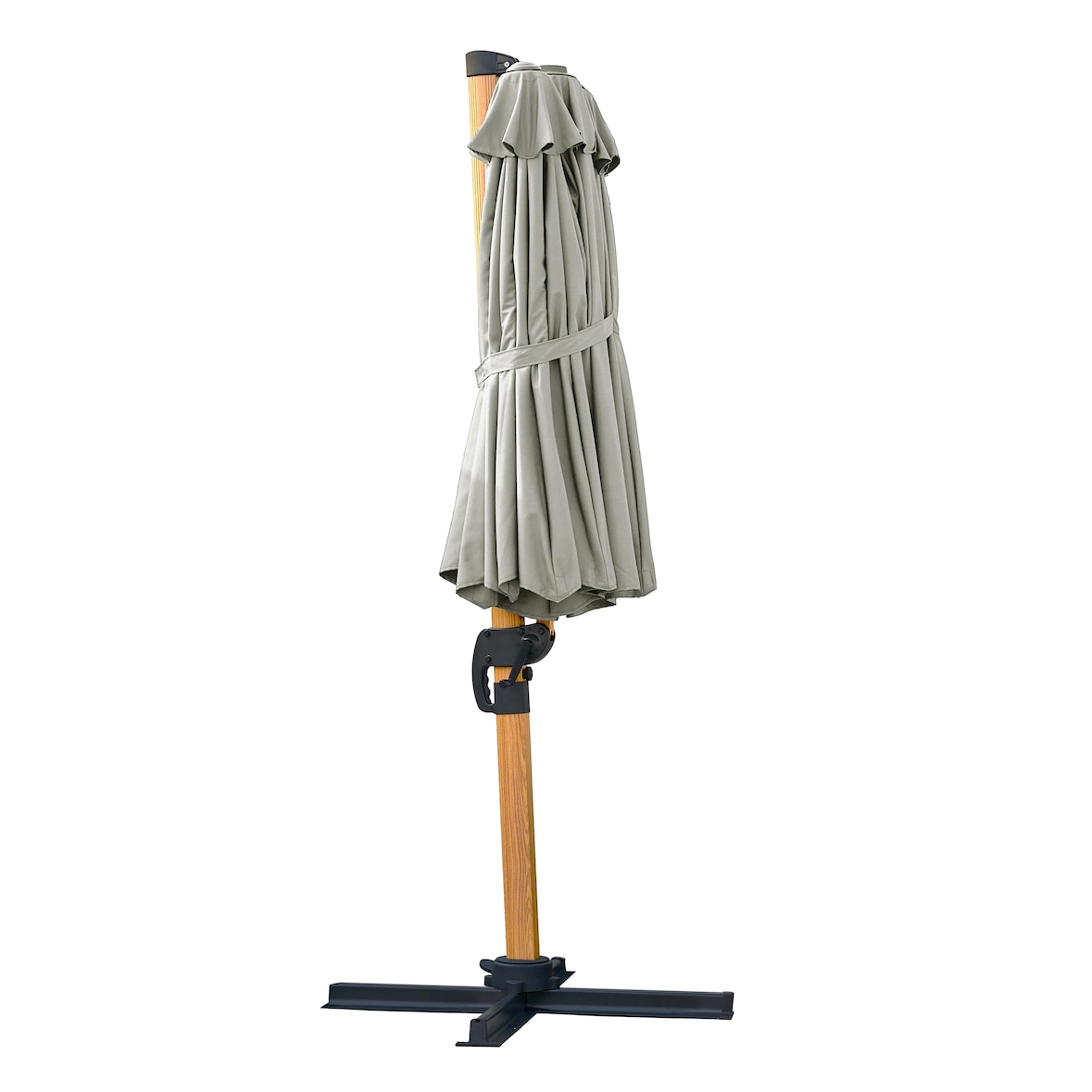 Parasol déporté rotatif 360° 3 têtes (4,5 x 2,65 m) + housse gris