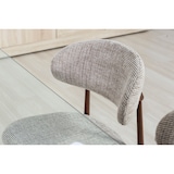 thumbnail of Set de 2 sillas de interior MOIRA, estructura de metal con efecto madera, asiento acolchado en tela, para cocina, bar y restaurantes - Madera oscura