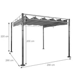 thumbnail of Pergola HWC-L42, Garten Pavillon Terrassenüberdachung, stabiles 7cm-Metall-Gestell 3x3m Bambus-Optik ~ creme-weiß