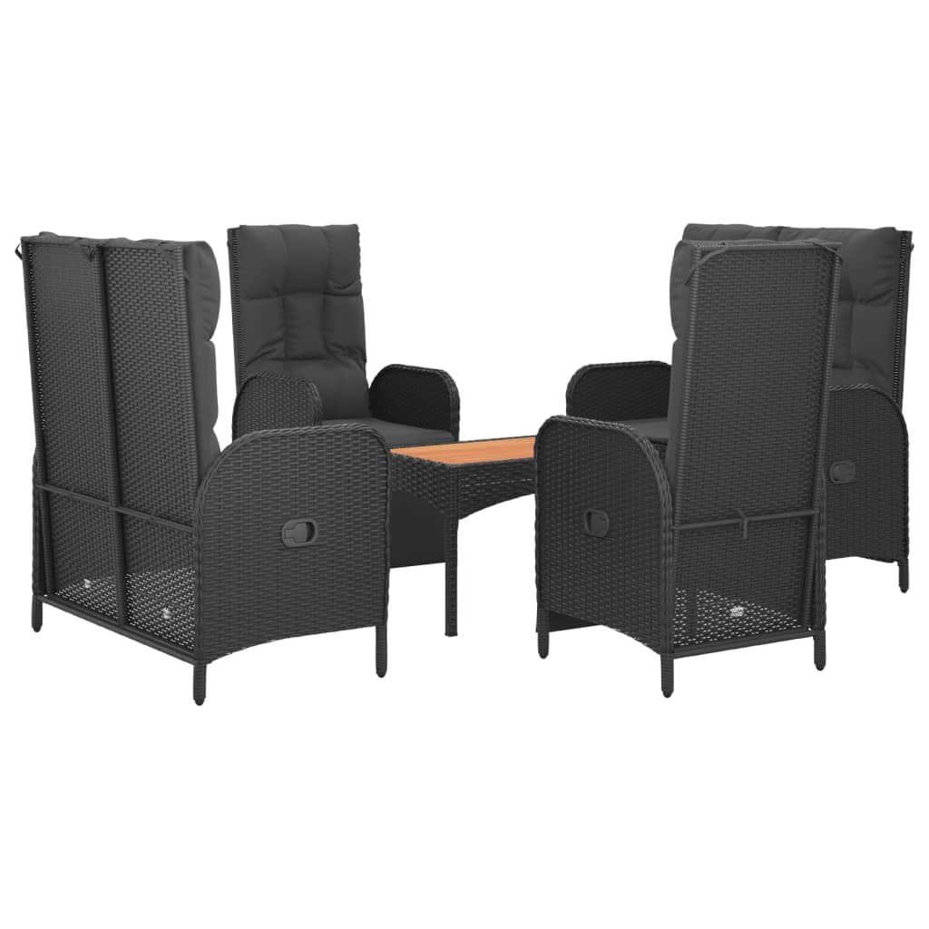 HELLOSHOP26 - Muebles de comedor de jardín y cojines 5 piezas resina tejida negro 02_0014890