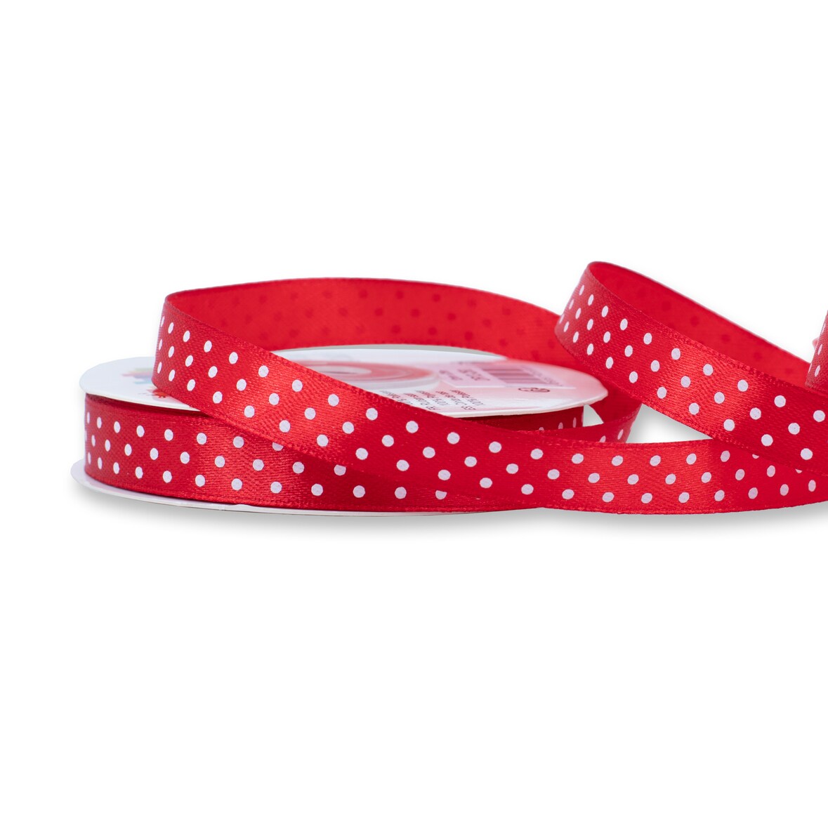 12mm Satinband 25m mit Punkten Schleifenband Geschenkband Dekoband Stoffband Rot Weiß