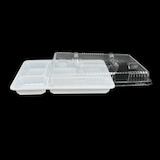 thumbnail of Plateau repas 5 compartiments en plastique blanc avec couvercle transparent par 50
