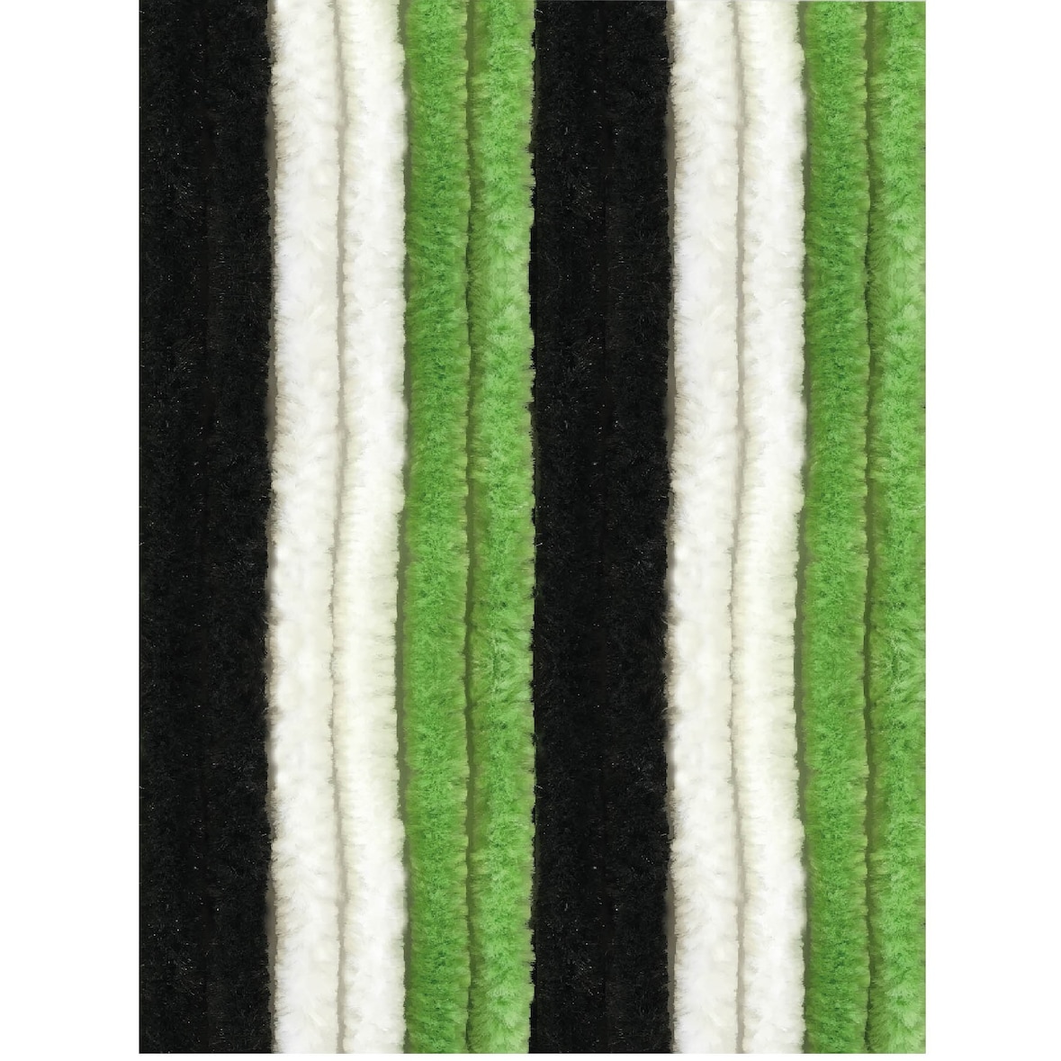 Flauschvorhang 160x220 cm Unistreifen schwarz - grün - weiß