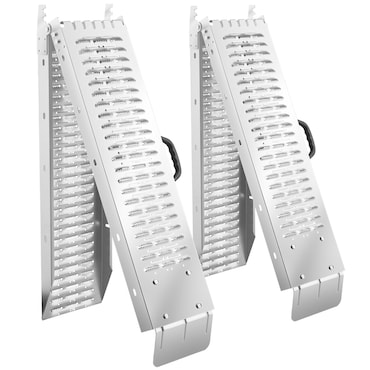 tectake Kit de 2 rampas de carga Björn dobráveis, 400 kg de capacidade de carga  - 186 cm prata
