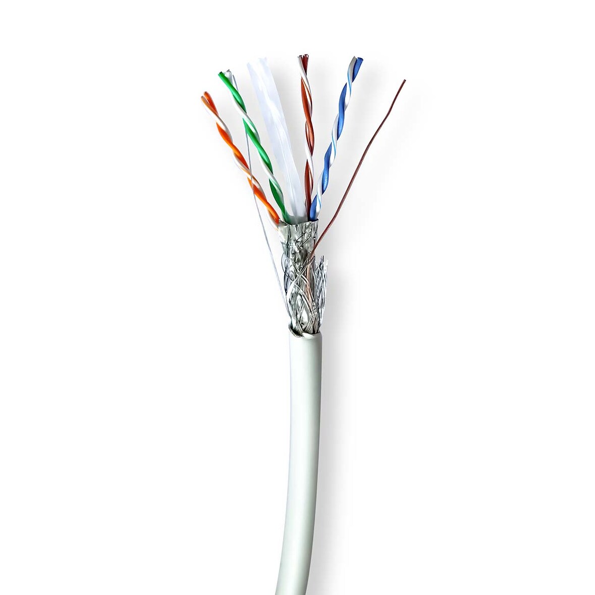 Nedis Netzwerk-Kabel Rollen - CAT6 - Solid - S/FTP - Reines Kupfer - 100.0 m - Innenbereich - Rund - LSZH - Grau - Pull Box - ausziehbar