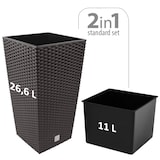 thumbnail of Blumenkübel Polyrattan Rattan 26,6l mit Innenkasten Wetterfest
