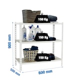 thumbnail of SimonRack Schwerlastregal 900x800x500 mm, 3 Ebenen, Holzböden, 150 kg Tragkraft pro Ebene, Weiss - Maderclick