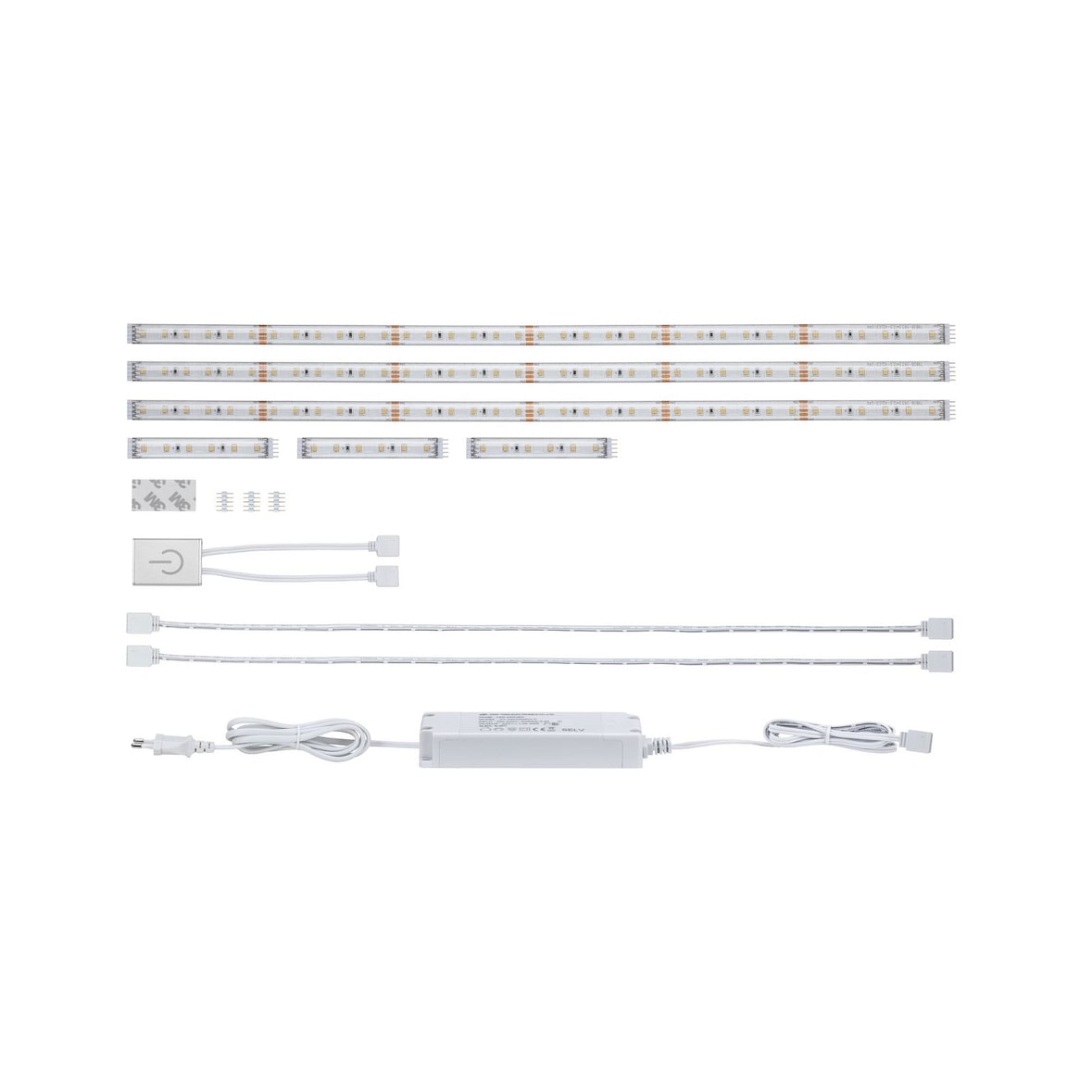 Paulmann MaxLED 500 Strip LED Blanc chaud Kit de cuisine Kit de base  1,8m recouvert  3x3,1 / 3x0,6W 136lm/m  2700K 20VA 79838