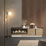 thumbnail of TV-Schrank, Lowboard, 212x50x35 cm, Für TV-Geräte bis zu 80", Elektrokamin XXL, Hängend, LED, Eiche Schwarz