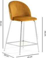 thumbnail of Set 2 sgabelli da bar imbottiti in velluto, gambe in metallo, h.65cm, per bar, ristoranti e cucina, design elegante -Sara XL-Senape/Argento