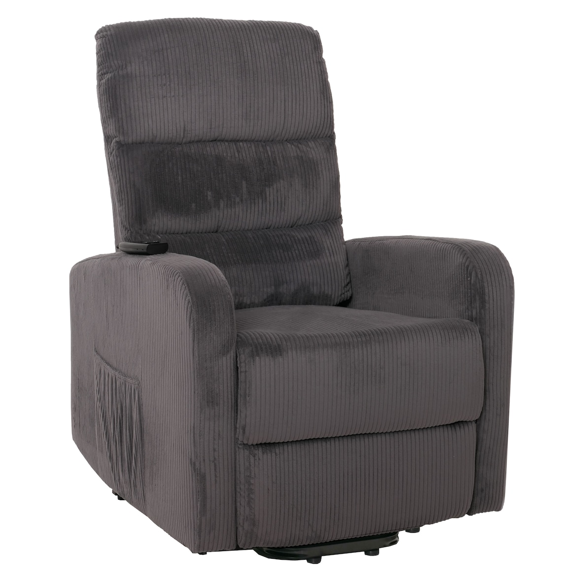 Fernsehsessel HWC-K62, Relaxsessel TV-Sessel Liege, Liegefunktion Aufstehhilfe, Metall Stoff/Textil Cord ~ dunkelgrau