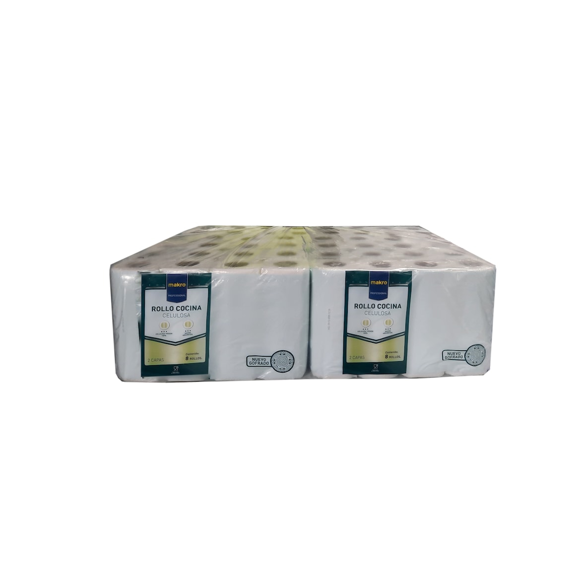 Rollo Cocina MAKRO PROFESSIONAL 2 capas 8 Rollos   SACO 6 PACKS x 8 ROLLOS cada pack.