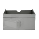thumbnail of Waschbeckenunterschrank HWC-D16, Waschtischunterschrank Waschtisch Unterschrank Badmöbel, hochglanz 90cm ~ grau