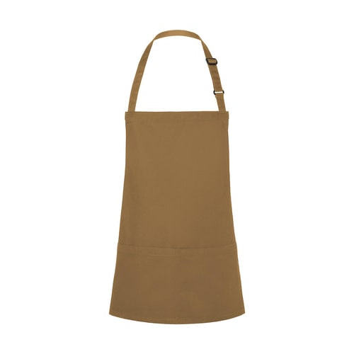 Short Bib Apron Basic with Buckle and Pocket: One Size / Camel