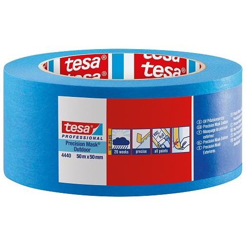 tesa Professional 4440 Präzisionkrepp Außen UV PLUS, 50m x 19mm, blau / 48 Rollen