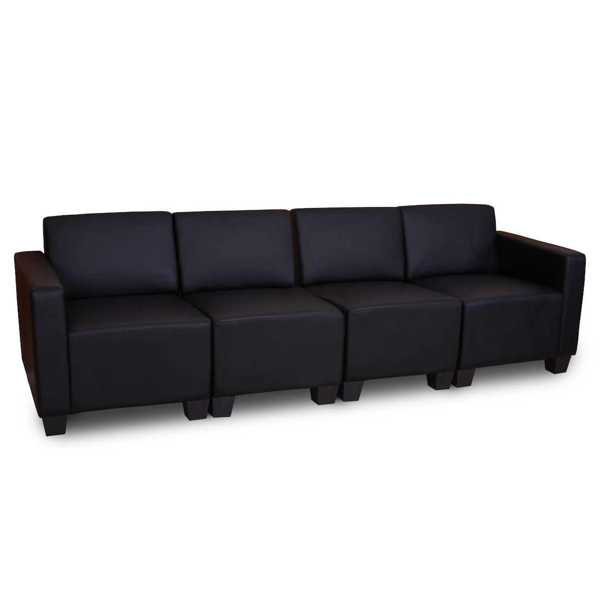 Modular 4-Sitzer Sofa Couch Lyon, Kunstleder ~ schwarz