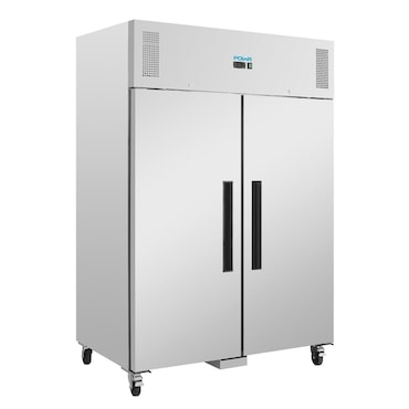 Congelador de 2 portas, aço inoxidável, refrigeração a ar, GN2/1, com fechadura, Polar 1200L G595