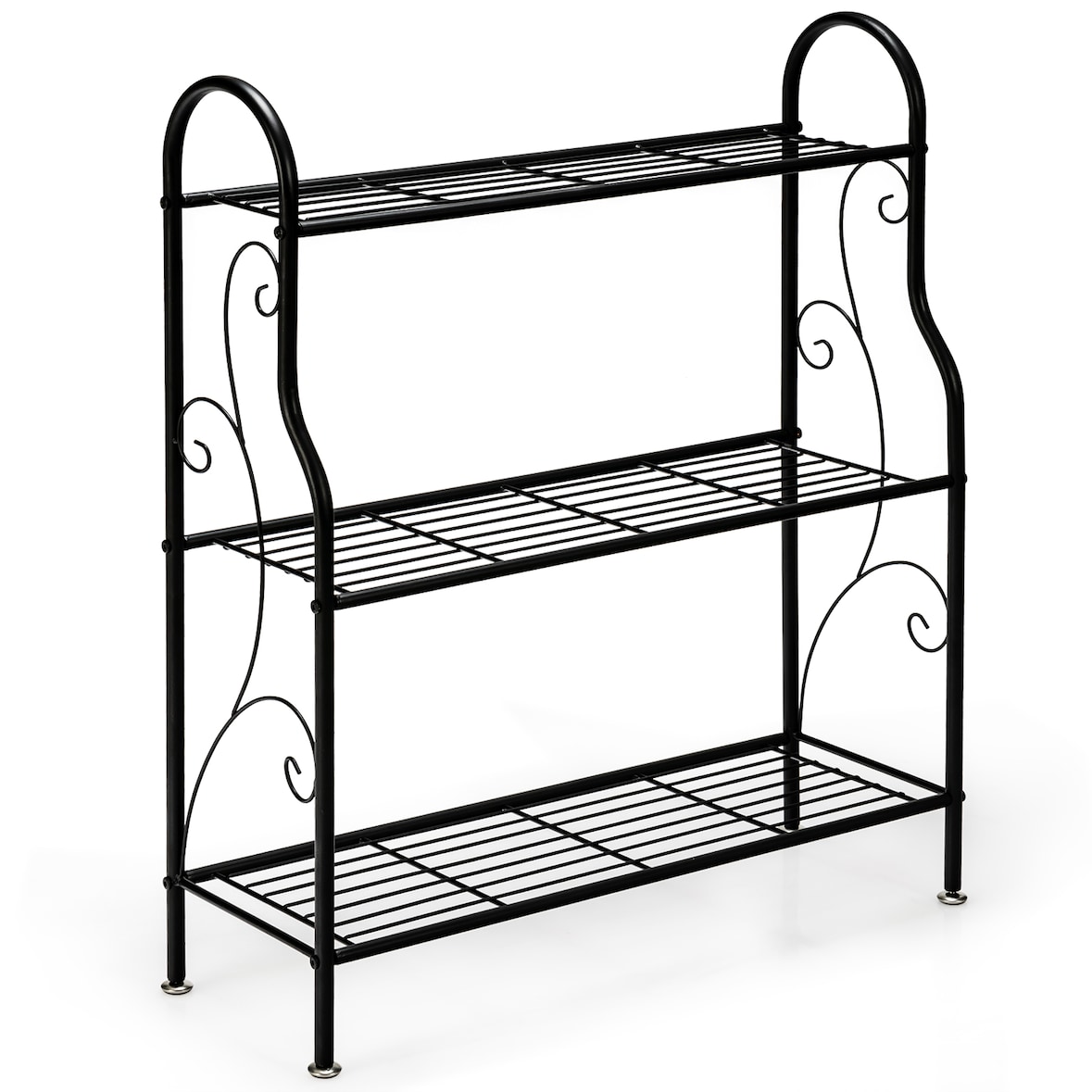 COSTWAY 3-stufige Metall-Blumentreppe, Pflanzenständer, Pflanzenregal, Pflanzentreppe, Blumenregal, maximale Belastbarkeit 35 kg