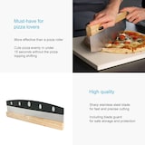 thumbnail of Intirilife Profi Pizzaschneider in Braun Wiegemesser mit Edelstahlklinge - 35.3 x 10.8 x 2 cm - Großes Pizzamesser Kräutermesser mit Klingenschutz