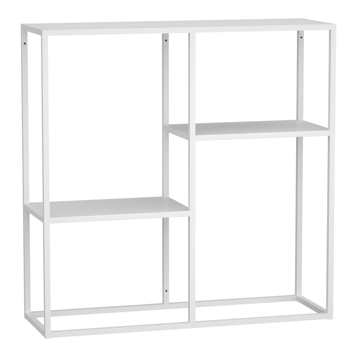 Helloshop26 - Mesa de consola com 3 superfícies de arrumação aço 80 x 80 x 26 cm branco mate 03_0008593