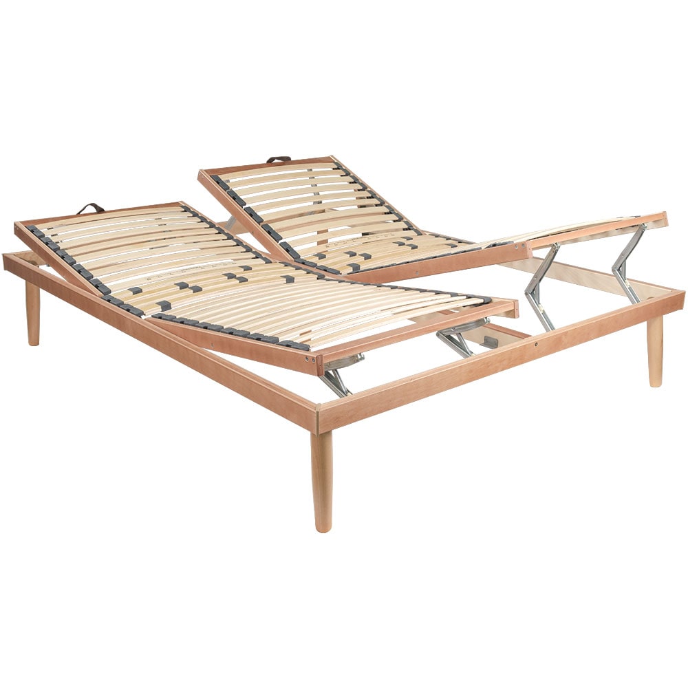 Rete letto in legno reclinabile manualmente testa e piedi a doghe flessibili con regolatori di portanza matrimoniale 160x190 - Comprarredo