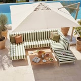 thumbnail of Salon de jardin bas modulable rayé 6 places vert kaki