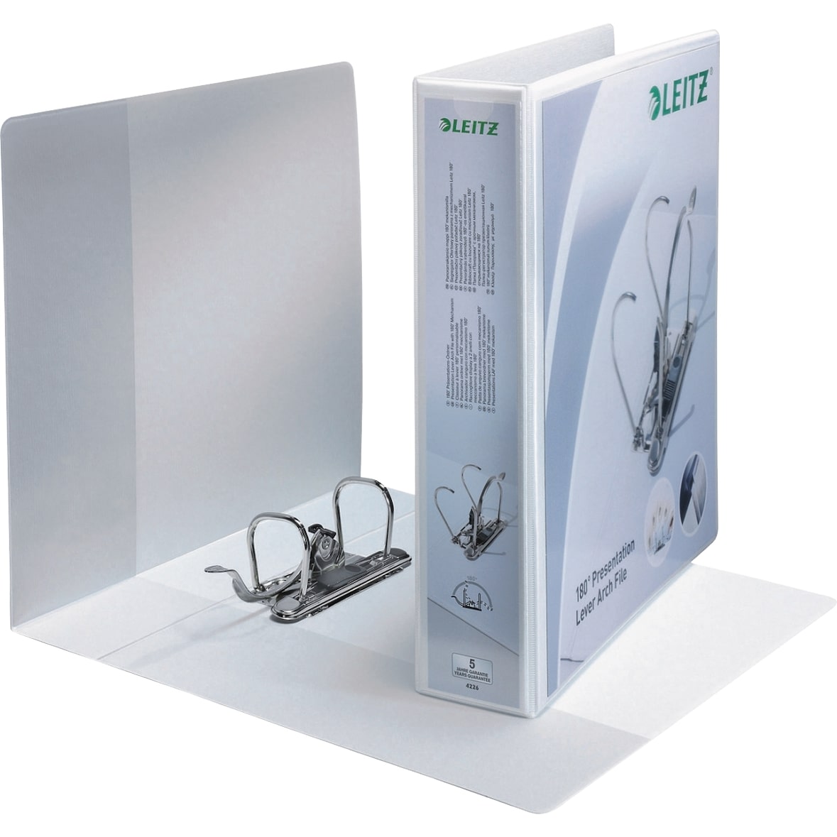 Präsentationsordner A4 50mm 180 Grad weiß Packung mit 10 Stück