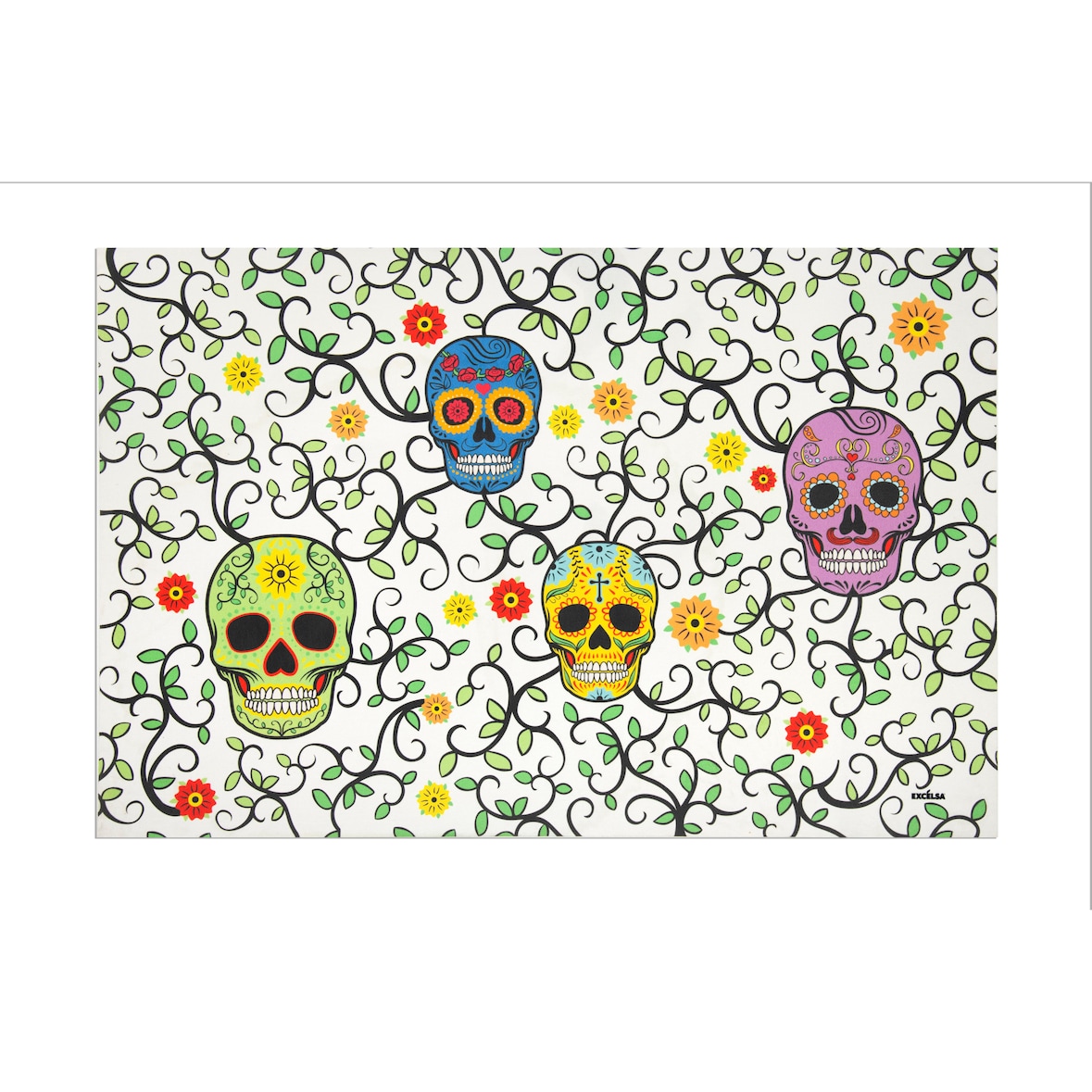 Excelsa tappeto Calavera 80x52x0,03 cm in gomma multicolore