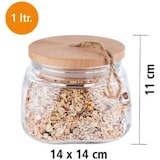 thumbnail of APS 82255 Bocal verre avec couvercle bois Woody 1 L - 14 x 14 cm, H 11 cm
