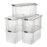 thumbnail of 5 Stück Aufbewahrungsbox transparent 80 Liter mit Deckel und Klickverschluss 719 x 385 x 372 mm