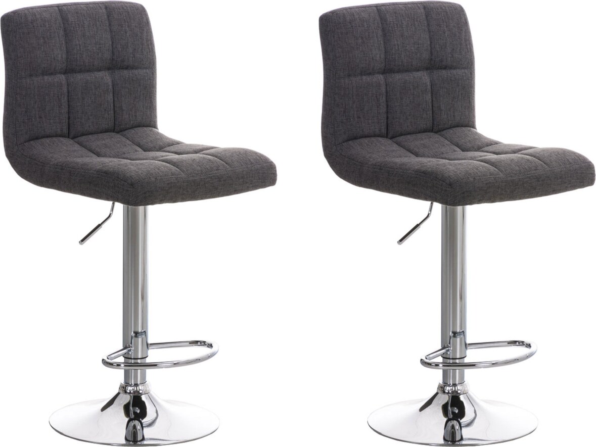 CHEFGASTRO 2er Set Barhocker ALASKA Stoff Chrom HxBxT 94x46x47cm Stoff Hellgrau Barstuhl