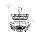 thumbnail of Relaxdays Obst Etagere, 2-stöckig, Metall, HxD: 30 x 31 cm, Obst, Gemüse, mit Griff, runde Obstschale, Obstkorb, schwarz
