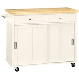 thumbnail of Carrito de Cocina Carro de Servicio Multifuncional con 2 Armarios de Puerta Corredera 2 Cajones y Toallero Aparador Móvil con Ruedas 110x49,5x89,5 cm