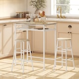 thumbnail of HOMCOM juego de mueble de bar set de mesa alta y 2 taburetes con estante de almacenamiento y marco de metal para cocina comedor 80x50x90 cm