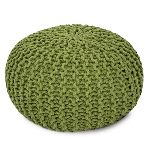 Sitzpouf Strickhocker Pouf Ø45 H30cm Bodenkissen Indoor Baumwolle nachhaltig recycelt : grün
