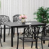 thumbnail of Mesa de Jardín Rectangular Mesa de Comedor Exterior para 6 Personas con Encimera de Listones y Estructura de Aluminio para Terraza Balcón 140x90x74 cm