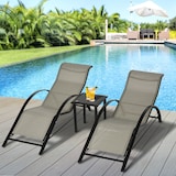thumbnail of Outsunny set de 2 tumbonas jardín exterior con mesa auxiliar de vidrio templado tumbonas con reposabrazos para patio piscina terraza exterior gris