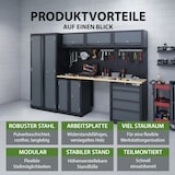 thumbnail of Werkstattwand 13-tlg. modulares Werkstattschranksystem aus Stahl mit Holzarbeitsplatte in Anthrazit