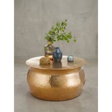 thumbnail of Couchtisch 60x30,5x60 cm Aluminium Gold Beistelltisch orientalisch rund, Flacher Hammerschlag Sofatisch Metall, Design Wohnzimmertisch modern,