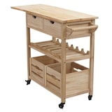 thumbnail of Serveerwagen HWC-G35, keukentrolley keukentrolley theetrolley, grenenhout 89x119x41cm ~ naturel