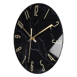 thumbnail of IvoQ Wandklok Marmerlook Zwart - Glas - Ø 30 cm - Stil Uurwerk - Modern & Goud