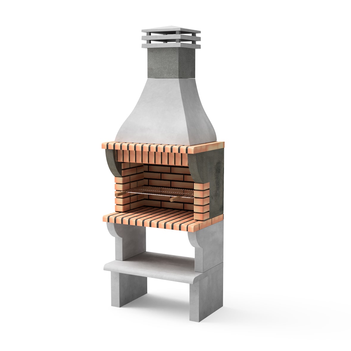 MF - Barbecue Prefabbricato in Muratura a Legna e Carbonella Modello Maipu XL (Grigio, Arancione - 86,5 x 58 x 245 cm) RIF: 3531/2 - Uso Esterno