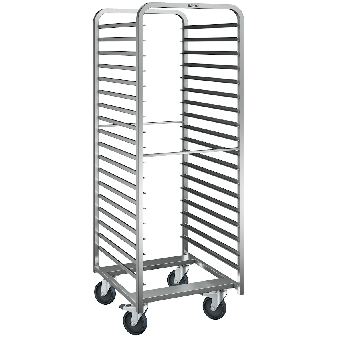 B.PRO RWRE 161, Regalwagen aus rostfreiem Edelstahl mit stahlverzinkten Rollen, fahrbar