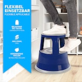 thumbnail of Rollhocker aus Stahl - Elefantenfuß - Hocker für Büro und Gewerbe - 150 kg belastbar - mit Laufrollen - TÜV geprüft / Blau