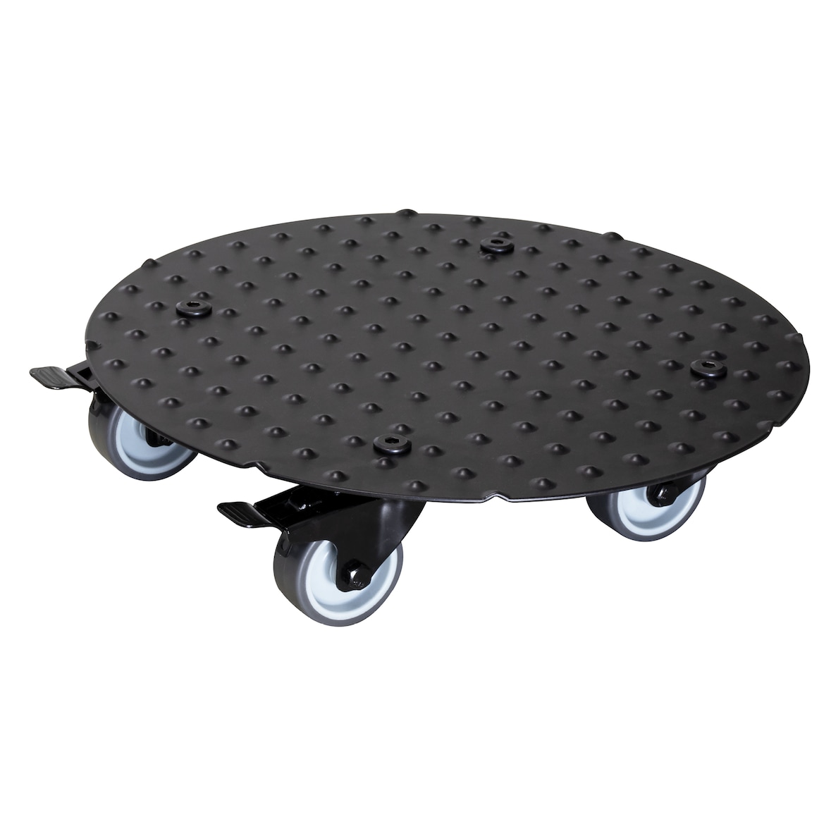 WAGNER Pflanzenroller ALASKA BLACK Ø 30 x 7,5 cm, Alu Riffelblech, Softrollen&Bremsen, max. 150 kg, DE Ware - 20700701