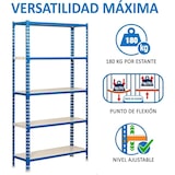 thumbnail of SimonRack Metallregal, 2000x1000x300 mm, 5 Ebenen, Metallboden, 180 kg Biegepunkt, Blau/Weiss - Simonclick