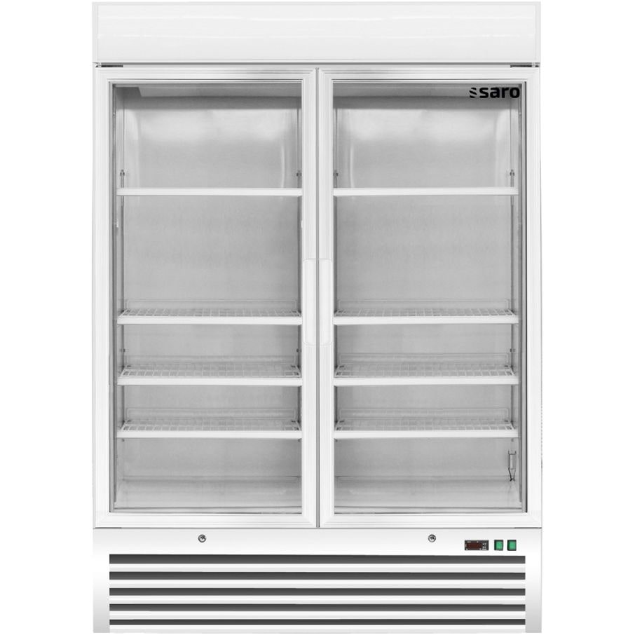 Commerciële vriezer met 2 glazen deuren - 1079 liter, ventilatorgestuurde koeling, wit
