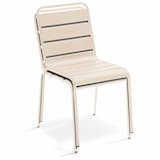 thumbnail of Set di tavolo da terrazza in metallo e 4 sedie color avorio.