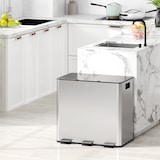 thumbnail of Cubo de basura de cocina con 3 compartimentos 3x15L papelera de cocina de acero inoxidable con pedales tapas de cierre suave y cubo extraíble plata