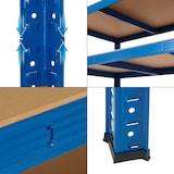 thumbnail of ECD Germany 2er Set Werkstattregal Schwerlastregal 200x100x50 cm Blau pulverbeschichter Metall mit 5 Böden MDF Holz belastbar bis 875kg Lagerregal